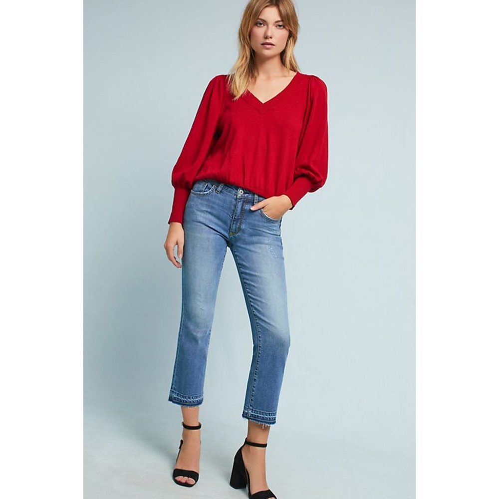 Anthropologie Pilcro High-Rise Flare with Raw Hem